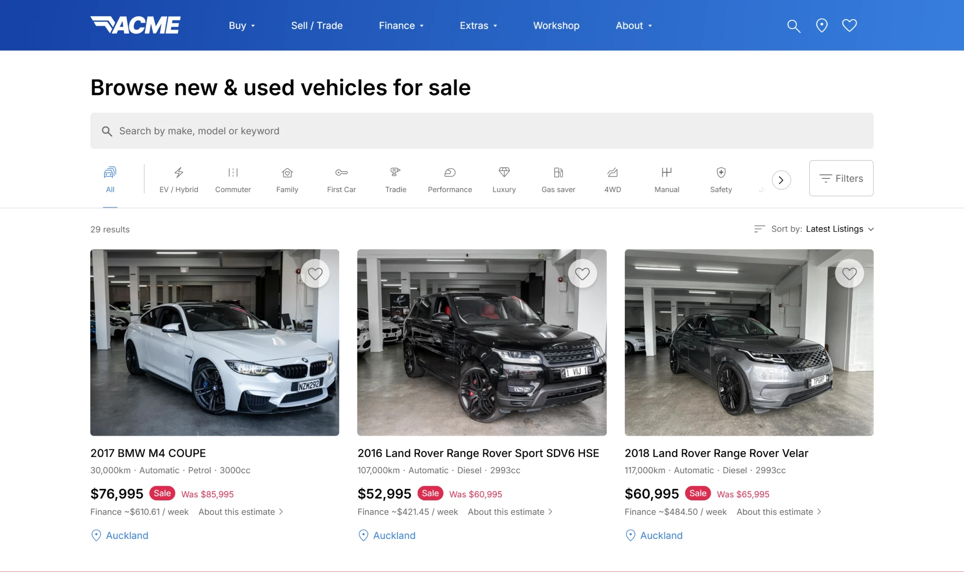 Acme Cars Hero Image