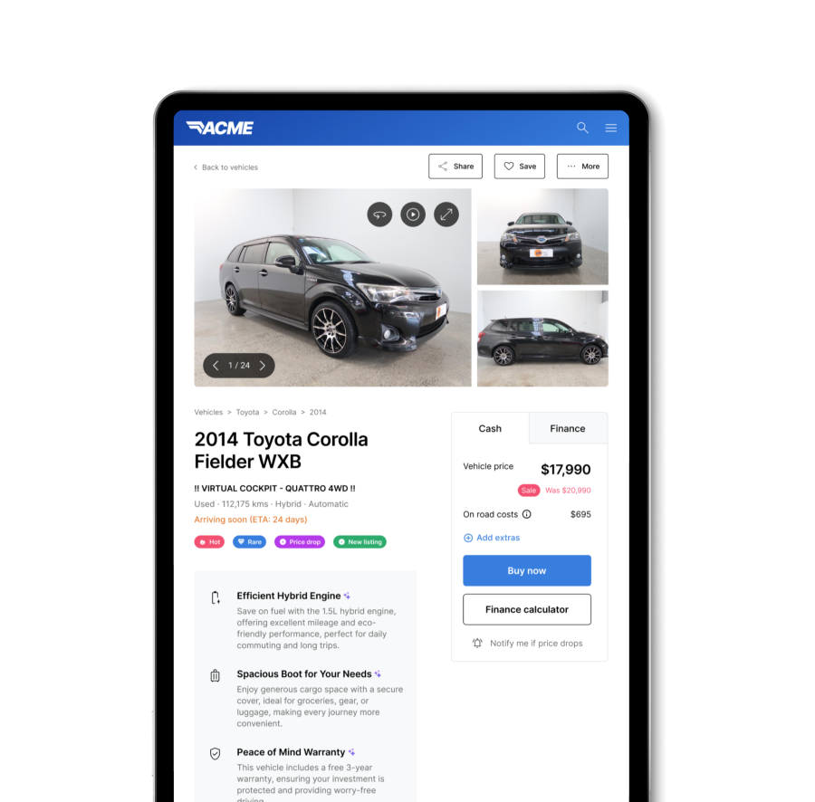 Acme Cars website preview