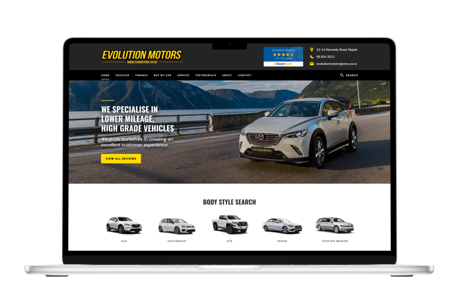 Evolution Motors website preview